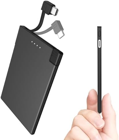 TNTOR Ultra-Slim Travel Power Bank with Integrated Lightning Cable – 3500 m Ah Portable Phone Charger for i Phone 14/13/12/11/X/8 Series, Perfect for On-the-Go Charging with Enhanced Compatibility and Fast Power Delivery