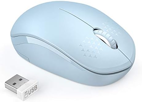 Light Blue Wireless Mouse – Ultra-Quiet 2.4 GHz Noiseless Computer Mouse with USB Receiver for Seamless Windows Experience – Portable, Ergonomic Design for Home, Office, or Travel
