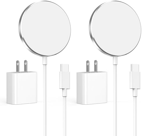 Ultra-Fast Magnetic Wireless Charger for i Phone 16/15 – 2-Pack 15 W Mag Safe Charging Pads with 20 W USB-C Wall Adapter – Seamless Alignment & Enhanced Compatibility for i Phone 12/13/14 Models – Ideal for Home, Office, and Travel