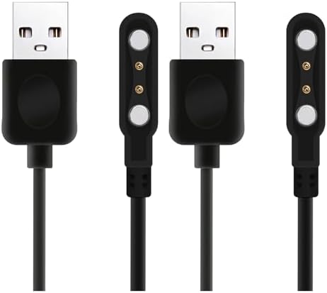 Dual Pack Magnetic Smart Watch Charger Cable – Fast Charging Solution for Fitness Trackers and Smartwatches, Optimal 7.62 mm Pin Spacing for Enhanced Compatibility, Portable and Durable Charging Accessory for Active Lifestyles
