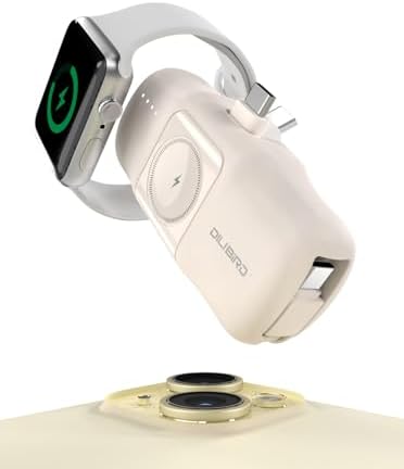 Travel Essentials Dual Mini Power Bank Set – 4500 m Ah Portable Charger for i Phone 14 & Apple Watch – Compact Fast Charging Solution in Sleek Black & White – Ideal Travel Accessory for On-the-Go Tech Users