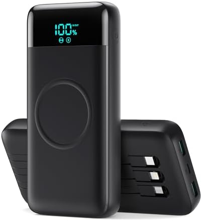 Ultra-High Capacity 30,800 m Ah Wireless Power Bank – 15 W Fast Charging & 25 W PD QC4.0 – Smart LED Display with 4 Outputs & 2 Inputs – Versatile USB-C External Battery Pack for i Phone, Samsung & More – Travel-Ready Charging Solution in Sleek White Finish