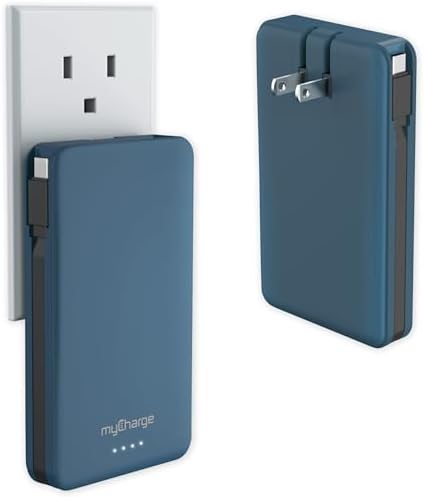 Ultra-Fast my Charge Power+Plug 20,000 m Ah Portable Power Bank with Built-in Charging Cable, USB-C Port, and Foldable Wall Plug – Ideal Travel Companion for Apple & Android Devices with 120 Hours of Reliable Power