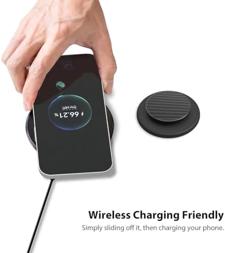 Mag Safe-Compatible Magnetic Phone Grip & Adjustable Kickstand – Classic Black Wireless Charging Ring Holder for i Phone with Effortless Attachment, Personalized Comfort & Enhanced Stability for On-the-Go Convenience