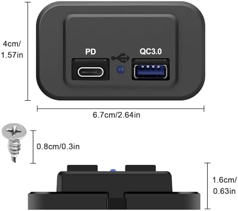 Enhanced Performance Linkstyle 2 PCS RV USB Outlets – 30 W USB-C & 18 W QC3.0 Quick Charge Sockets with LED Indicator for 12 V/24 V Vehicles – Reliable Charging Solution for Car, Marine, and RV Adventures