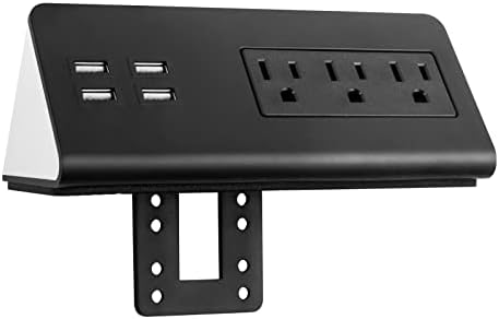 Revolutionize Your Workspace with Edge Mount Power Strip – 3 AC Outlets & 4 Fast Charging USB Ports, 1250 Joules Surge Protection for Home Office, Dormitory, or Nightstand – Sleek Design for Maximum Space Efficiency and Device Compatibility