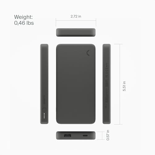 10,000 m Ah Dual Port Power Bank – Ultra-Fast Charging Solution for i Phone 16/15/14, Samsung Galaxy, i Pad & Google Pixel – Slim, Lightweight Design with Optimal Compatibility in Graphite – Perfect On-the-Go Charging Companion