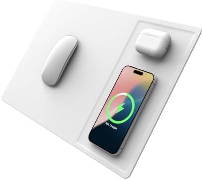 POUT H3 Midnight Blue Portable Qi Wireless Charging Mouse Pad – Effortless Device Charging Meets Sleek Workspace Efficiency for Laptops, i Phones, Air Pods & Samsung Galaxy – Lightweight, Non-Slip Design Enhances Productivity & Style