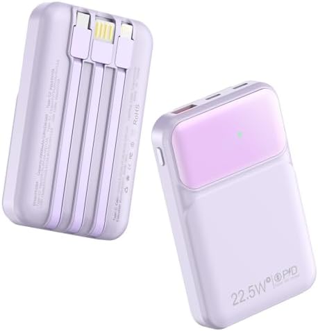 Ultra-Fast 10000 m Ah Portable Charger with Integrated Cable – PD 22.5 W Power Bank with LCD Battery Indicator for i Phone 16/15/14/13/12/11/X and Samsung Devices – Lightweight, High-Speed Charging Solution for On-the-Go Power Needs