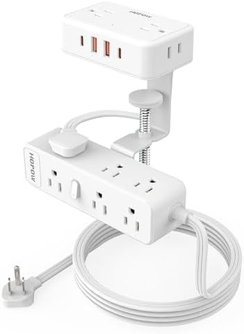15 FT Under Desk Surge Protector Power Strip with 13 Outlets & 4 Fast Charging USB Ports – Dual Layer Desktop Clamp Charging Station for Home & Office – Enhanced Safety with 1700 Joules and Flexible Extension Cord