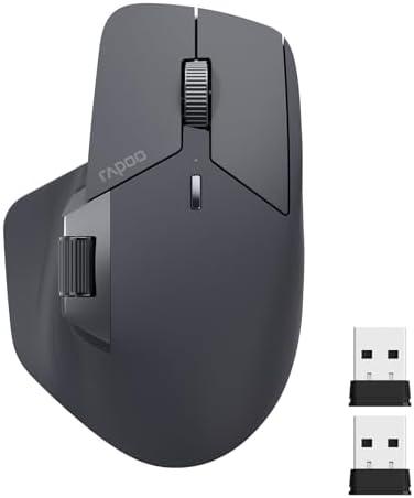 Revolutionize Your Workflow with Rapoo MT760 Multi-Device Wireless Mouse – Effortlessly Connect Up to 4 Devices with Bluetooth 5.0 & 2.4 G, 11 Customizable Buttons, 4 K DPI Precision, and 90 Days of Uninterrupted Battery Life – Perfect for Professionals and Tech Enthusiasts in Sleek Matte Black