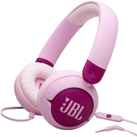JBL Junior 320 On-Ear Kids Headphones – Safe Sound Technology with Built-in Mic & Customizable Stickers for Fun Personalization, Perfect for Music, Movies, and Learning