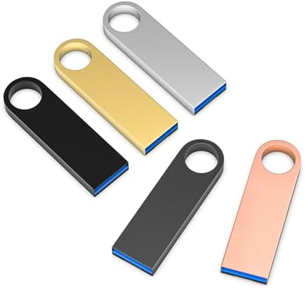 Wooolken 5 Pack Sleek Metal 64 GB USB Flash Drives – Durable USB 2.0 Memory Sticks with Keychain for Effortless Data Storage and Transfer on PC & Laptop – Perfect for Professionals and Students