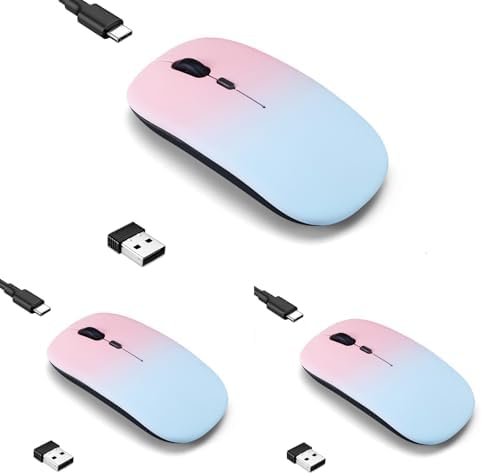 Seamless Productivity with 3 Pack Rosy Glow Red Wireless Bluetooth Mouse – Rechargeable, Silent, and Slim Dual Mode Mice for Laptop, Desktop, i Pad, and Mac – Perfect for On-the-Go Professionals and Students
