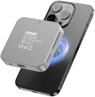 Magnetic M.2 NVMe SSD Enclosure & USB C Docking Station for i Phone Mag Safe – Ultimate Portable SSD Case with 10 Gbps Data Transfer, 4 K@60 Hz HDMI Output & 100 W PD Charging – Seamless Integration for Photographers & Creatives