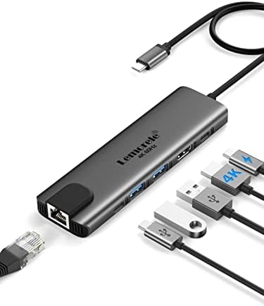 Enhance Your Workflow with Lemorele 9-in-1 USB C Hub Multiport Adapter – Gigabit Ethernet, 100 W PD Fast Charging, 4 K HDMI Output, 3 USB 2.0 Ports, 5 Gbps USB C Data Transfer, SD/TF Card Reader – Perfect Docking Station for Mac Book, Lenovo, HP & Dell Laptops