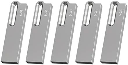 Aiibe 64 GB Flash Drive 5 Pack – Premium Metal USB 2.0 Memory Sticks, Waterproof & Portable Keychain Design for Effortless File Sharing and Secure Data Storage – Ideal for Home and Office Use