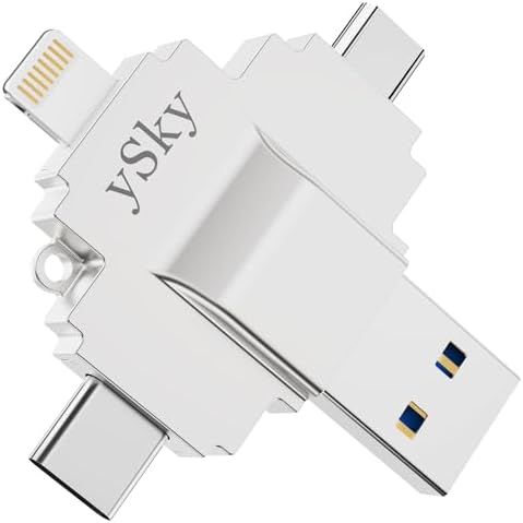 MFi Certified 64 GB Multi-Device Photo Stick – Ultimate 4-in-1 USB Flash Drive for i Phone, i Pad, Android, PC, and Mac – Fast Data Backup & Easy Media Management for Photos, Videos, and Contacts – Compact External Storage Solution