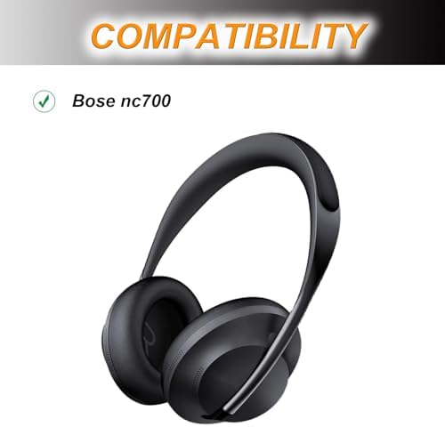 Upgrade Your Bose 700 Wireless Headphones with Luxurious Replacement Ear Cushions – Premium Soft Protein Leather & High-Density Noise Cancelling Foam for Superior Comfort and Sound Isolation – Seamless NC700 Compatibility in Sleek Black