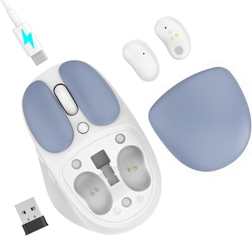 TMICE W2 Bluetooth 5.0 Wireless Mouse & Earphone Combo – Ergonomic Design with 5 Adjustable DPI Settings, Up to 60 Hours Battery Life, Sleek Black Finish for Enhanced Productivity and Seamless Connectivity