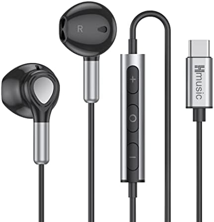 Hmusic Premium USB C Earbuds with Magnetic Convenience – In-Ear Wired Headphones Featuring Built-in Mic and Volume Control for Samsung Galaxy, Google Pixel, Xiaomi Smartphones – Unmatched Sound Clarity and Effortless Comfort for On-the-Go Listening