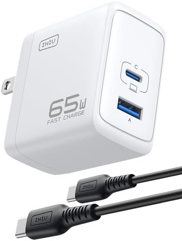 INIU 3-Port USB C Charger Block – 65 W PD Fast Charging Wall Adapter with Compact Foldable Plug, Ga N Technology for Ultimate Efficiency – Multi-Device Compatibility for Mac Book Pro/Air, i Phone 16, Samsung S25, i Pad Pro & More – Travel-Friendly Design for Rapid Power Delivery