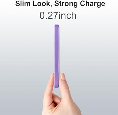 Ultra-Slim Magnetic Wireless Power Bank 5000 m Ah – 15 W Fast Charger for i Phone 16/15/14/13/12 Series – Sleek Metallic Design with USB-C Charging Cable – Enhanced Safety Features for Reliable On-the-Go Power