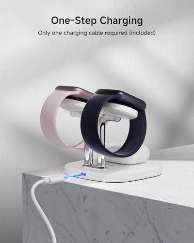 Revolutionize Your Charging Routine with the Swan Scout 3-in-1 Wireless Charging Station – Fast Dual Charger for Apple Watch Ultra 2/10/9 & Air Pods Pro 2/3/2 in Elegant White and Silver – Compact Design, Rapid Power Boosts, and Enhanced Safety Features for Modern Living