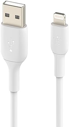 Belkin Boost Charge 9.8 ft Lightning Cable – MFi Certified Apple i Phone Charger for Fast, Convenient Charging – Durable & Tangle-Free USB to Lightning Cord in Sleek White Design – Perfect Length for Uninterrupted Use – Elevate Your Apple Device Experience