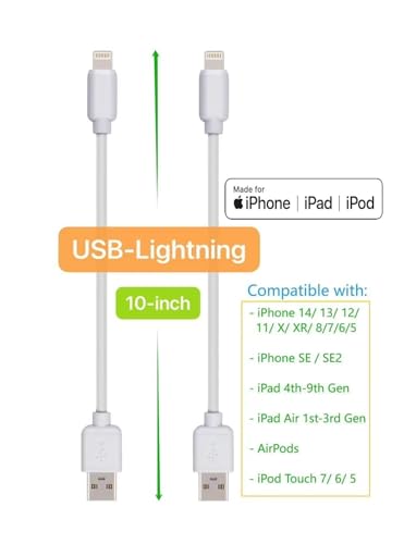 10-Pack Short USB Cables & Type C-C for Fast Charging – Optimized for i Phone 16/15, i Pads, Samsung Devices, and More – Premium Black Design for Efficient Clutter-Free Power Solutions