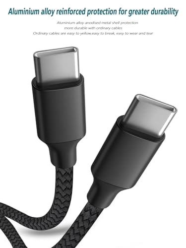 Fast Charging USB C to USB C Cable – 10 ft Braided Type C Charger Cord (2-Pack) for i Phone 15 Series, i Pad Pro/Air, Mac Book Air, Samsung Galaxy S23/S22/S21, Note 20 & PS5 – 60 W Power Delivery, Durable & Tangle-Free Design for Maximum Flexibility and Enhanced Compatibility