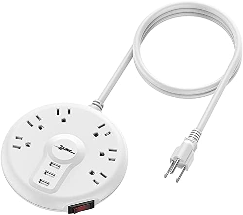 Ultimate Surge Protector Power Strip: 6 Outlets & 3 Fast USB Ports with 6.5 FT Extension Cord – Compact Circle Socket for Home, Office & Travel – Overload Protection & Space-Saving Flat Plug Design – Efficient Charging Solution for All Your Devices