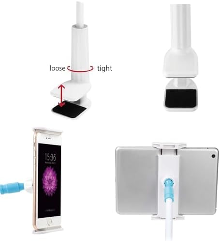 Phone Holder,gooseneck Phone Holder,360° Rotate Support Rod One-Hand Adjustable Cell Phone Holder,for Desk Headboard Nightstand. (White) – Enhanced Compatibility and Speed