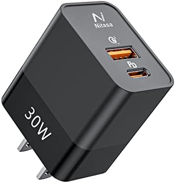 NITASA 30 W Dual Port USB C Wall Charger – Fast Charging Adapter for i Phone 15/16 Pro Max & Samsung S23/S24 – Super Efficient 25 W PPS Technology for Rapid Power Delivery – Ideal for i Pad & Google Pixel 9/8 Pro – Compact Travel Essential with Enhanced Compatibility