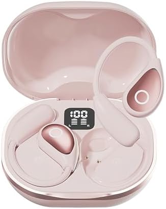 Stylish Pink Bluetooth Earbuds for Active Women – High-Performance Sports Headphones with 36-Hour Battery Life, IPX7 Waterproof Design, Secure Over-Ear Hooks, and Touch Control – Ideal for Gym, Running, and HD Sound Experience with Quick Charge Feature