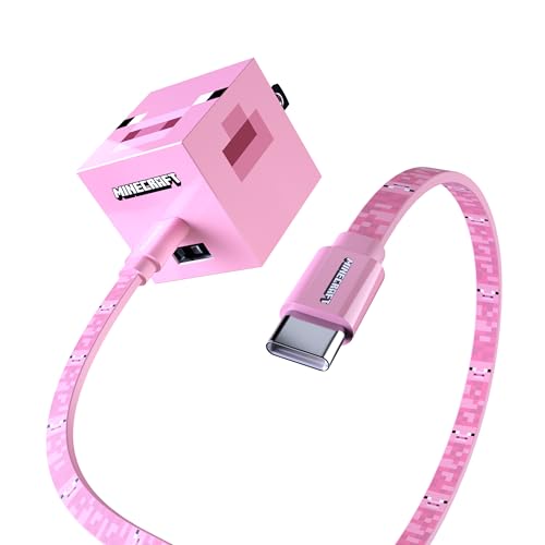 LIQUIPEL Powertek Minecraft Charging Bundle USB-C to C Cable and Wall Charger (Pig) – Enhanced Compatibility and Speed