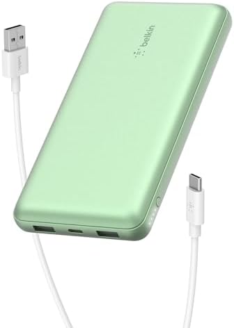 Belkin 20000 m Ah USB-C Power Bank – Dual USB-A Ports, Fast 15 W Charging for i Phone 16/15 Plus, Samsung Galaxy S25, Pixel, i Pad, Nintendo Switch 2 – Travel-Friendly Design in Pearl Blue for Enhanced Device Compatibility and On-the-Go Power