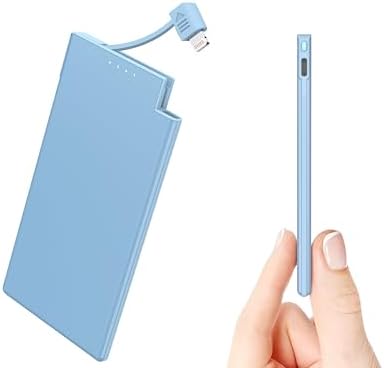 Auskang Slim Power Bank – 5000 m Ah USB-C Portable Charger with Built-in Cable, Airplane Safe Thin Battery Pack for i Phone 16, 15, Samsung, Google Pixel & Android Devices – Ultimate Travel Power Solution for Fast Charging and Enhanced Compatibility