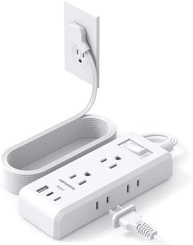 HANYCONY Travel Power Strip with 6 Outlets & 3 USB Ports – 5 ft Flat Plug Extension Cord for Cruise Ships & College Dorms – Space-Saving Wall Mount Design for Ultimate Convenience & Fast Charging Efficiency