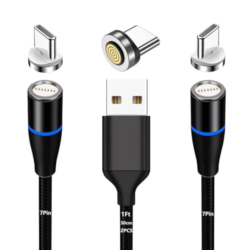 Magnetic 3-in-1 Charging Cable Set – 5 Pack of 1 Ft Durable Nylon Braided Fast Charge Cables for USB Type-C, Micro USB & i OS Devices – 360° Magnetic Connection for Hassle-Free Power on the Go