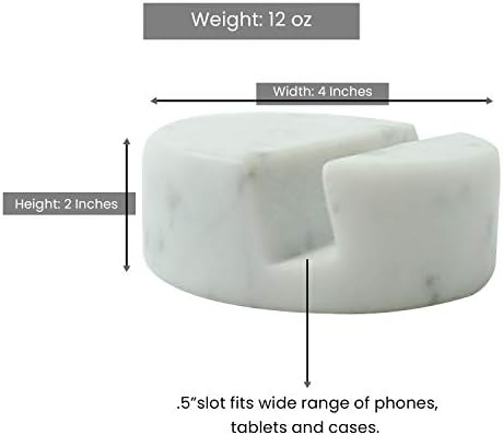 Crevasse Phone Stand Premium Carrara Marble Cell Phone Holder for Cellphone or Tablet on Your Desk, Counter, Table or Nightstand. Luxurious Solid Real Stone Phone Stand for Recording – Enhanced Compatibility and Speed