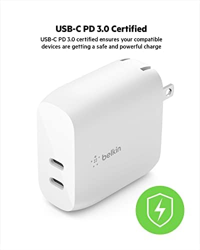 Belkin Multi-Device Power Hub – Efficient USB-C Fast Charging Adapter for Mac Book Pro, Chromebook, i Phone 16/15/14, Samsung Galaxy S25 & Nintendo Switch 2 – Sleek White Design for Home & Office Use with Enhanced Safety Features