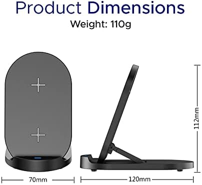 15 W Dual-Coil Fast Wireless Charger Stand for i Phone & Samsung Galaxy – Energy-Saving USB Type-C Charging Dock with Auto-Off Safety Feature – Sleek Black Design for a Modern Look – Clutter-Free Convenience for Effortless Power-Up