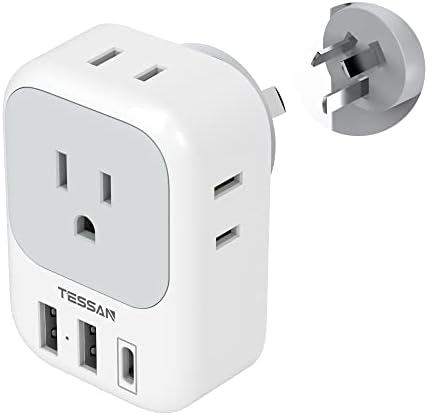Ultimate European Travel Power Adapter: 4 AC Outlets & 3 Fast Charge USB Ports (1 USB-C PD 20 W) – Compact, Foldable Design for Effortless Connectivity in Spain, France, Germany, Italy, Portugal & Iceland – Versatile Compatibility for All Your Devices
