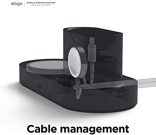 elago Mag Safe Multi-Device Charging Hub – Streamlined Charging Station for i Phone 16/15/14/13/12, Air Pods Series 4/Pro 2/Pro/3, and All Apple Watch Models – Sleek Dark Gray Finish for Effortless Organization and Rapid Power-Up (Cables Not Included)