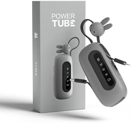 MIPOW Miffy 70 th Anniversary Edition Portable Power Bank Tube – 20 W Fast Charging with Dual Built-in Cables – Stylish and Compact Charger for i Phone & Android Devices – Perfect for On-the-Go Power Solutions and Collectors