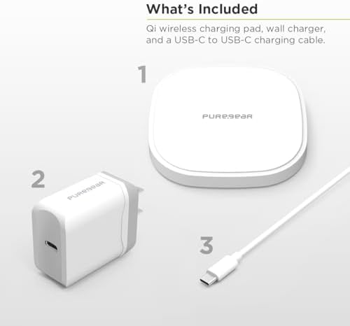 Pure Gear 15 W Qi-Certified Fast Wireless Charging Pad – Effortless Power for i Phone 15, Galaxy S24 & More – Includes AC Adapter & 4 ft USB-C Cable – Sleek Design, Universal Compatibility & Lifetime Coverage for Reliable Performance