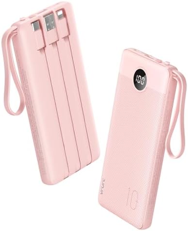 VRURC 22.5 W Pink Portable Charger – 10000 m Ah Power Bank with Fast Charging Capability, USB-C Dual Functionality, 4 Outputs & 3 Inputs – Essential Travel Companion for i Phone 16/15/14/13, Samsung & Android Devices – Compact Design for On-the-Go Power Management
