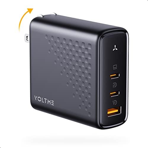 VOLTME 140 W Ultra-Fast USB-C Charger – PD3.1 PPS Ga N Technology, 3-Port Wall Charging Hub for Mac Book Pro/Air, i Pad Pro, i Phone 14/13, Galaxy, Chromebook & Steam Deck – Superior Speed, Enhanced Safety, and Compact Design for Multi-Device Users