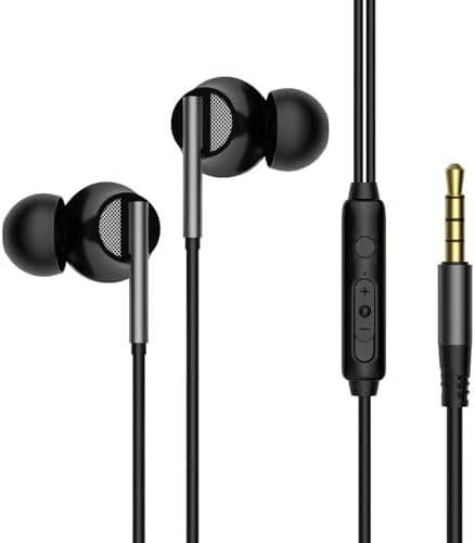 Viken Wired Earbuds with Microphone and Volume Control – Premium Heavy Bass Stereo Earphones for Noise Isolation – Universal 3.5 mm Jack Compatibility for i Pad, Laptop, MP3, and Phones – Ergonomic In-Ear Headset for Enhanced Sound Quality and Comfort